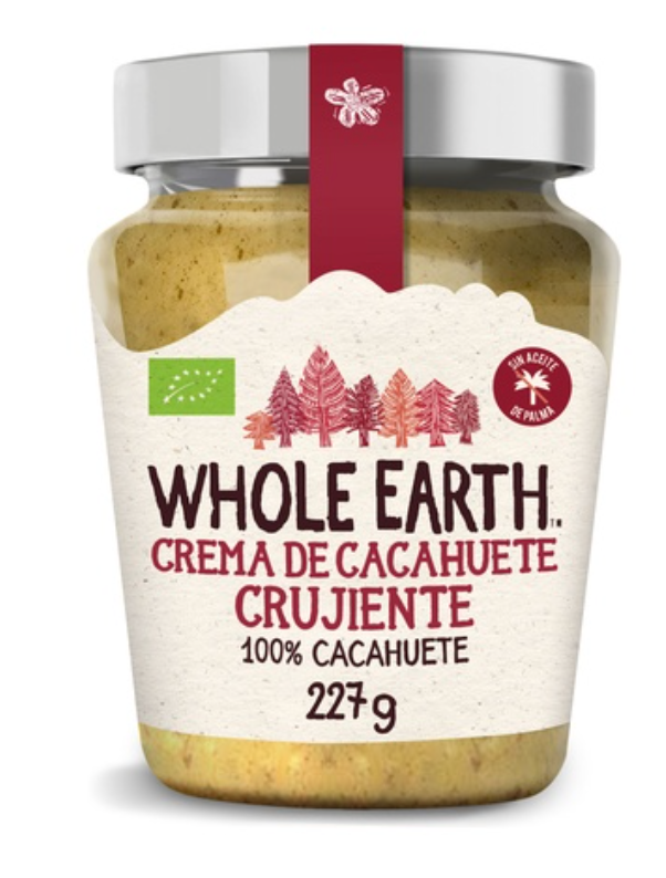 Crema de cacahuete crujiente, 227g, Whole Earth