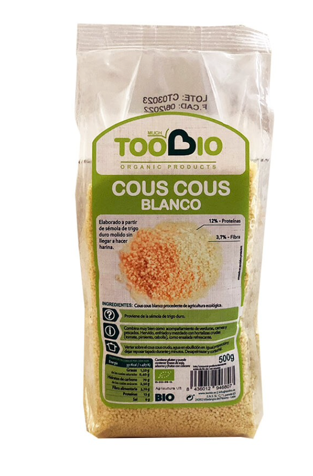 Cous cous blanco, 500gr, Toobio