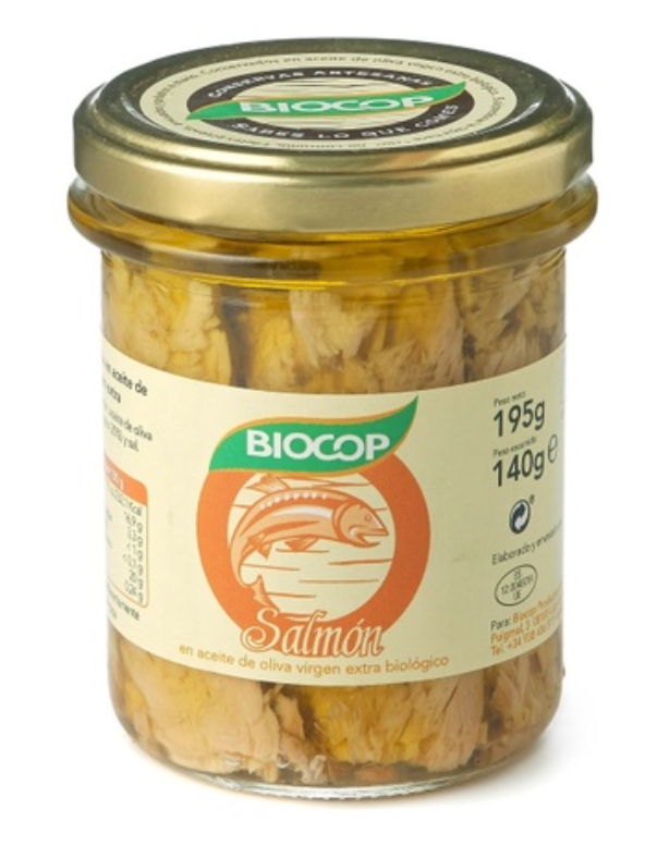 Salmón en aceite de oliva, 195g, Biocop