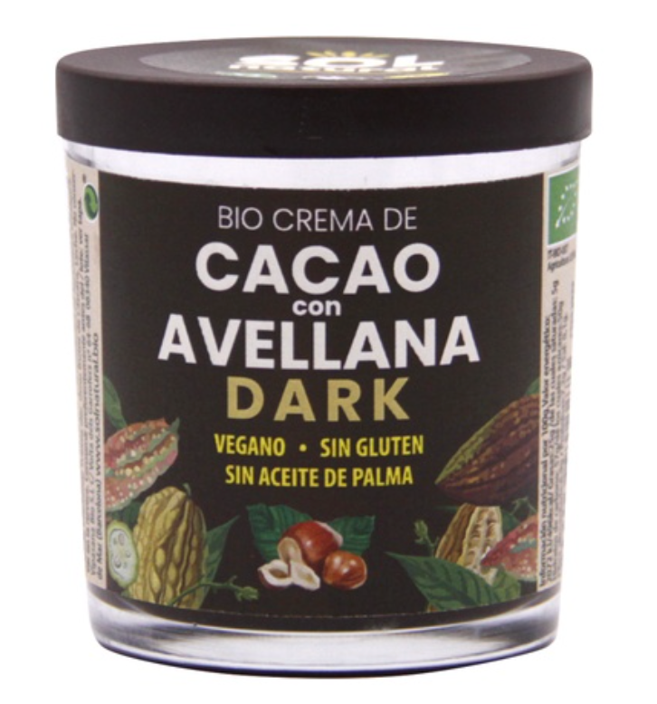 Crema de cacao con avellana Dark, 200g, Sol Natural