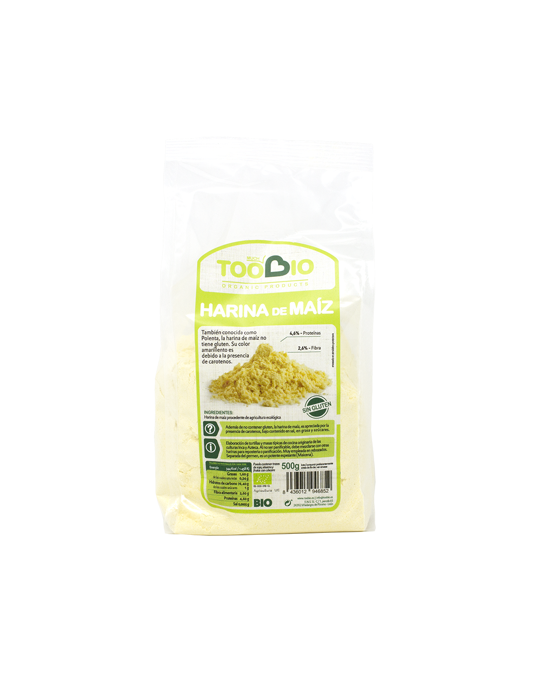 Harina de maíz, 500gr, Toobio