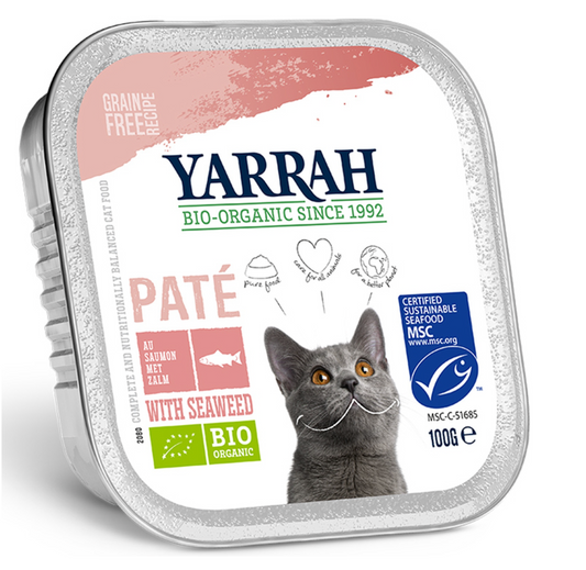 Paté de Salmón con Algas Marinas Sin Cereales para Gatos 100 g Yarrah