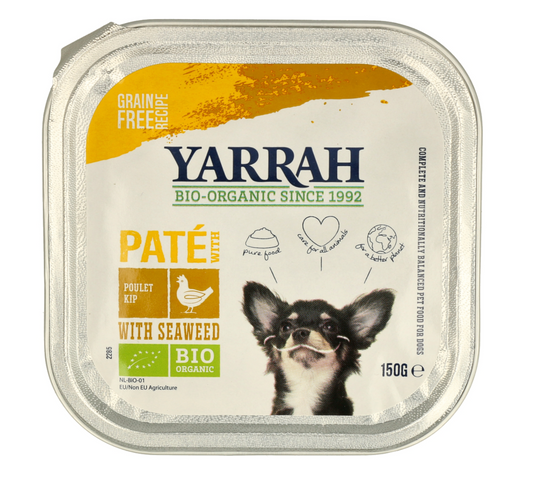 Paté para perro de pollo con algas bio 150 g Yarrah