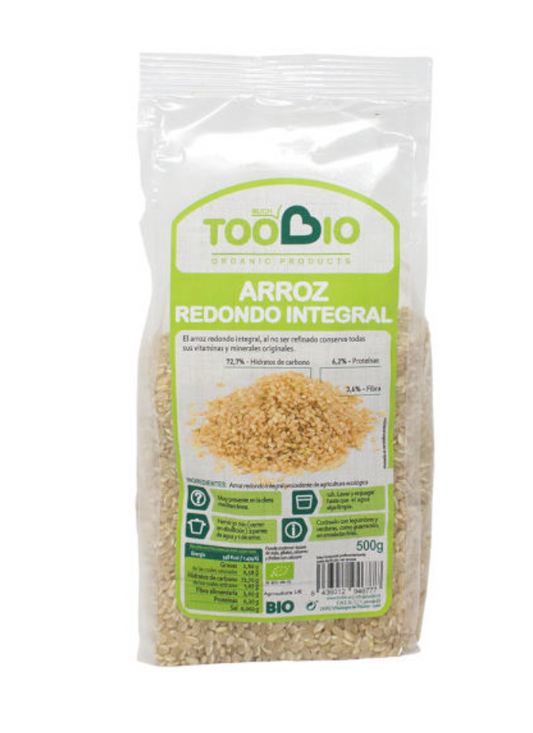 Arroz redondo integral, 500gr, Toobio