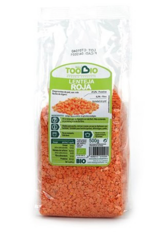 Lentejas rojas, 500gr, Toobio
