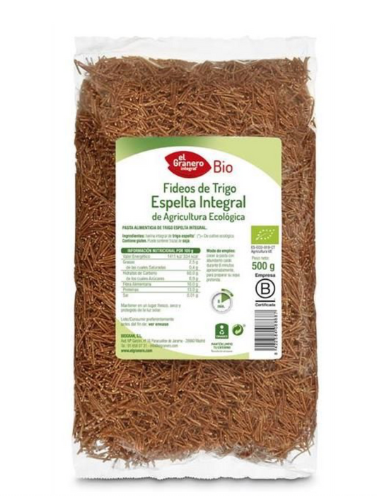 Fideos finos de esbelta integral, 500gr, El Granero