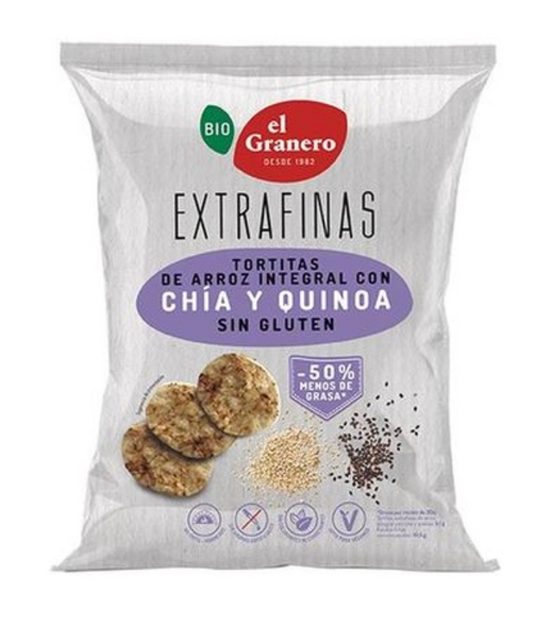 Tortitas de arroz, chía y quinoa, 60gr, El Granero