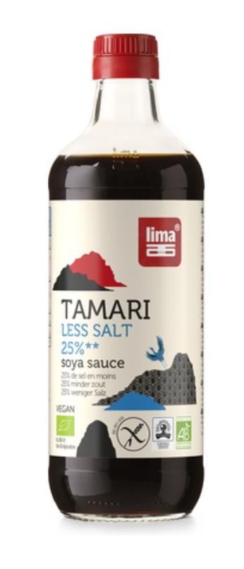 Tamari, salsa de soja, -25% de sal, 500ml, Lima