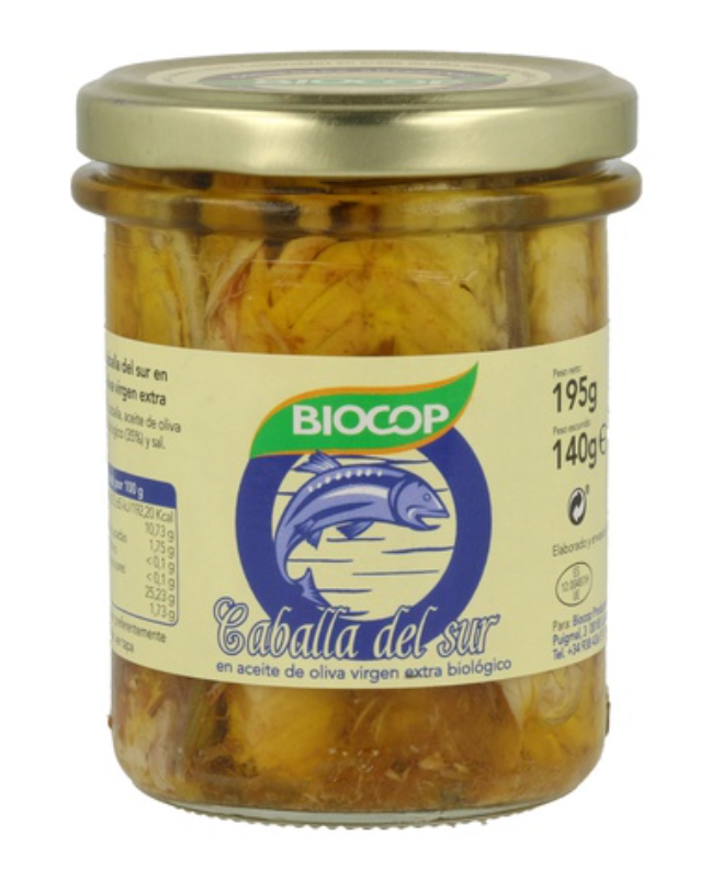 Caballa del sur en aceite de oliva, 195g, Biocop